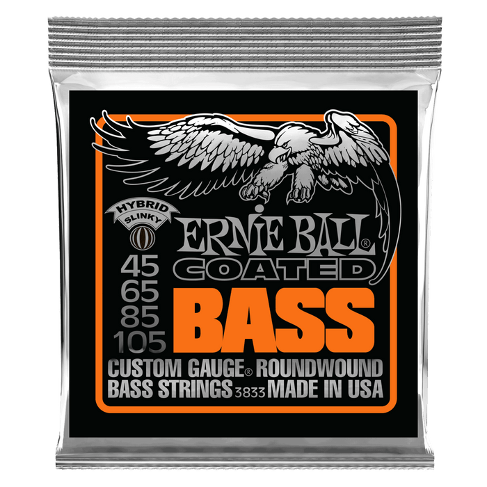 Ernie Ball 3833 Hybrid Slinky Coated Electric Bass Strings (45-105) - Music Bliss Malaysia
