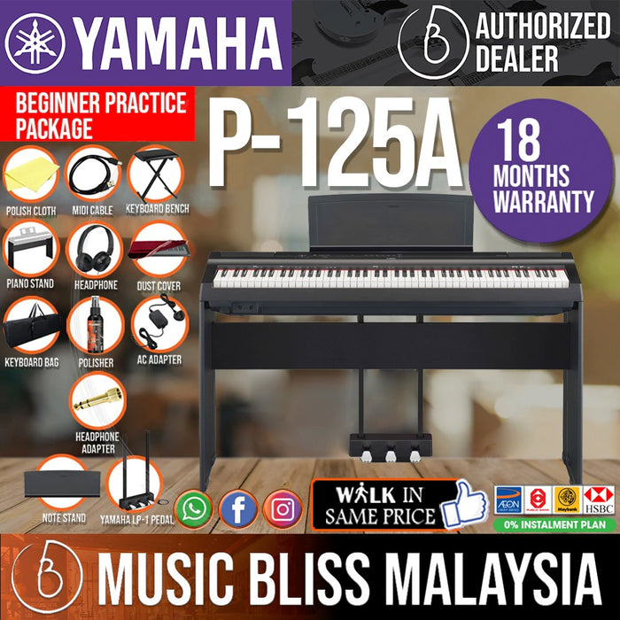 Yamaha P125A 88-Keys Digital Piano 10 in 1 Performing Package - Black - Music Bliss Malaysia