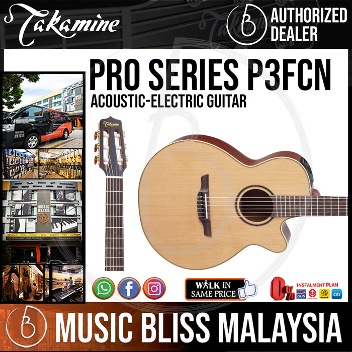 Takamine P3FCN - (Natural Satin) 6-string Acoustic-electric Guitar with Cedar Top - Music Bliss Malaysia