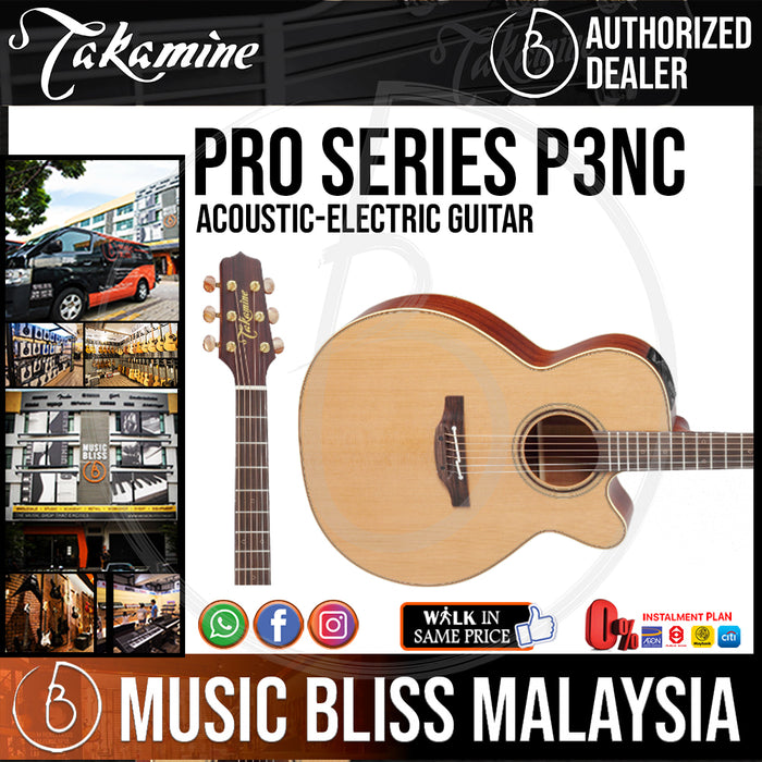 Takamine P3NC - (Natural Satin) 6-string Acoustic-electric Guitar with Solid Cedar Top - Music Bliss Malaysia