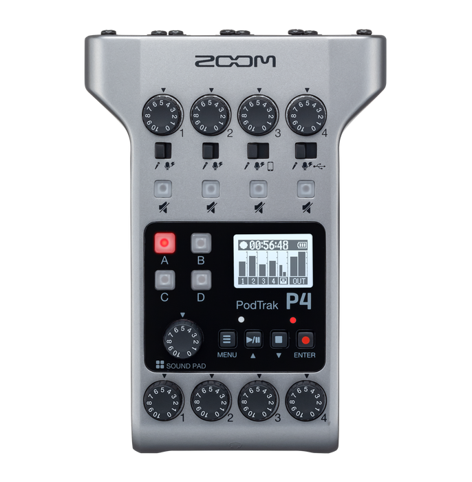 Zoom PodTrak P4 4-input Ultimate Recorder for Podcasting with 0% Instalment (P-4) - Music Bliss Malaysia