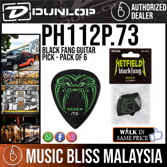 Jim Dunlop PH112P.73 Black Fang Guitar Pick - Pack of 6 - Music Bliss Malaysia