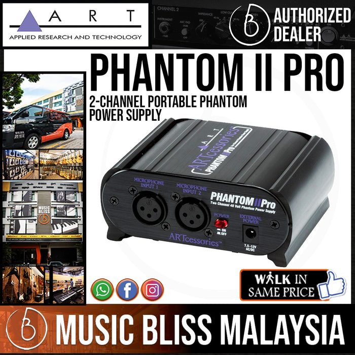 ART Phantom II Pro 2-channel 48V Phantom Power Supply - Music Bliss Malaysia