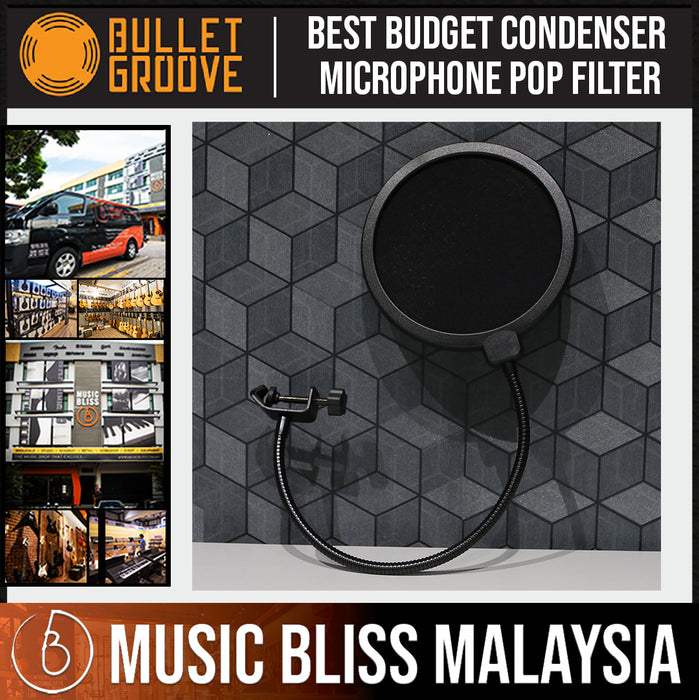 Bullet Groove Condenser Microphone Pop Filter, Microphone Pop Filter, Best Budget Pop Filter - Music Bliss Malaysia