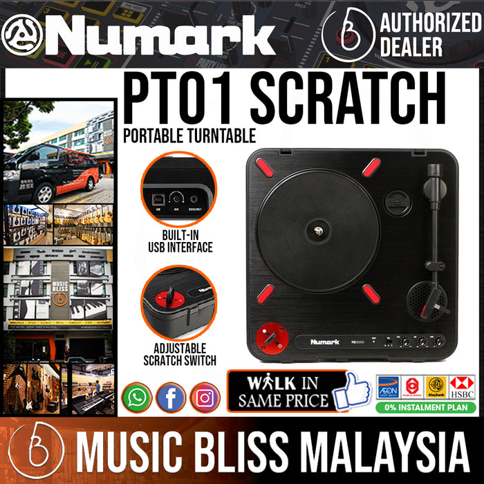 Numark PT01 Scratch Portable Turntable with DJ Scratch Switch - Music Bliss Malaysia
