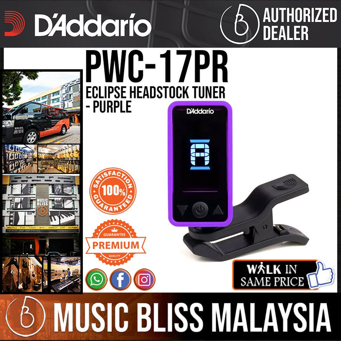 D'Addario PW-CT-17PR Eclipse Headstock Guitar Tuner - Purple - Music Bliss Malaysia