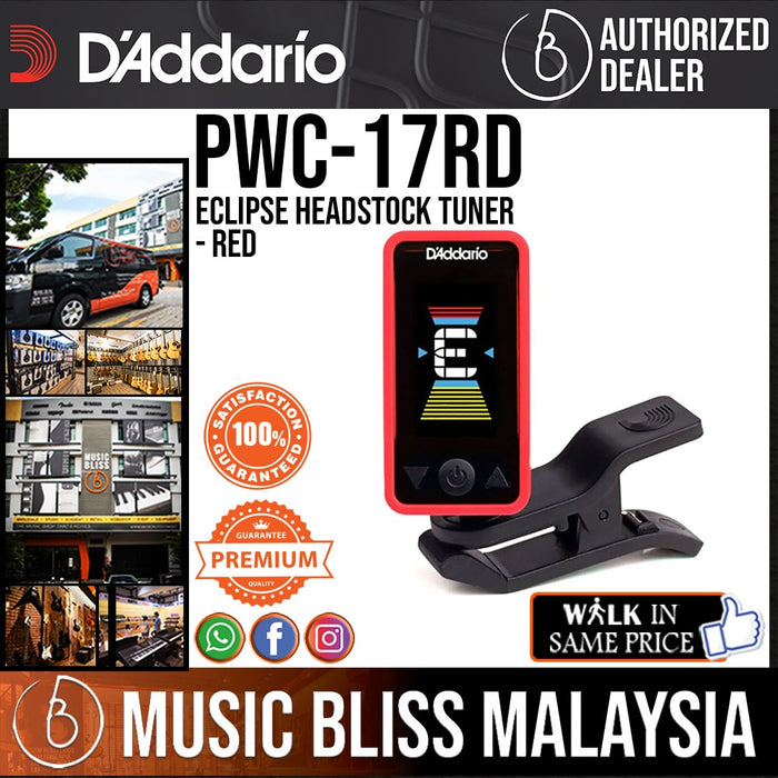 D'Addario PW-CT-17RD Eclipse Headstock Guitar Tuner - Red - Music Bliss Malaysia