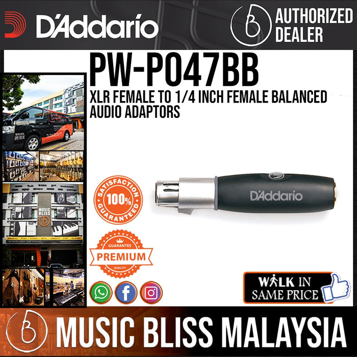 D’Addario PW-P047BB XLR Female to 1/4 Inch Female Balanced Audio Adaptors - Music Bliss Malaysia