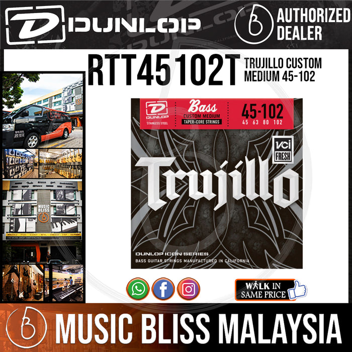Jim Dunlop RTT45102T Robert Trujillo Icon Series Signature Bass Strings with Tapered Core, Medium 045-102 - 4-String Set - Music Bliss Malaysia
