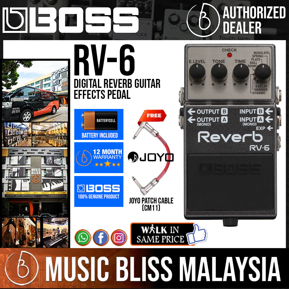 Boss RV-6 Digital Reverb Guitar Effects Pedal | Music Bliss Malaysia