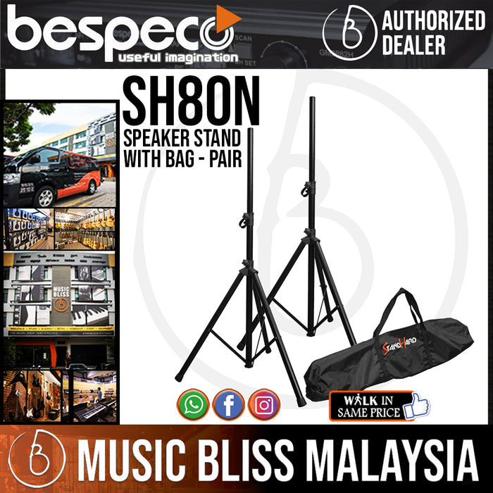 Bespeco SH80N Speaker Stand with Bag - Pair (SH-80N) - Music Bliss Malaysia