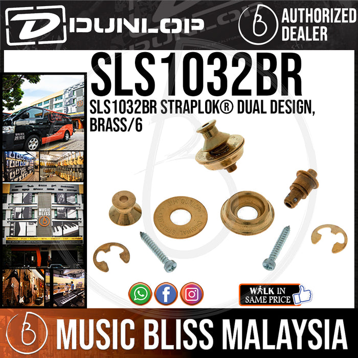 Jim Dunlop SLS1032BR Straplok Strap Retainers Dual Design - Brass - Music Bliss Malaysia