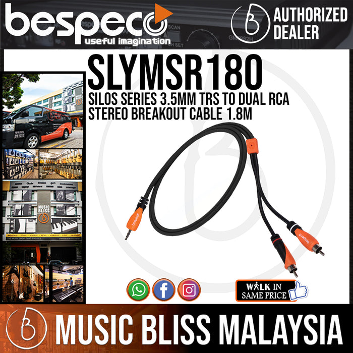Bespeco SLYMSR180 Silos Series 3.5mm TRS to Dual RCA Stereo Breakout Cable 1.8M (SLYMSR-180) - Music Bliss Malaysia