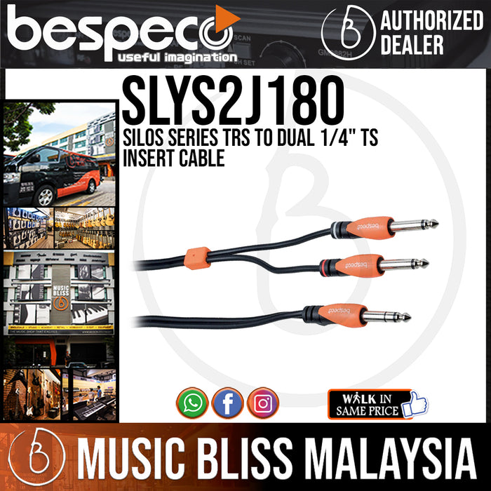 Bespeco SLYS2J180 Silos Series TRS to Dual 1/4" TS Insert Cable (SLYS-2J180) - Music Bliss Malaysia