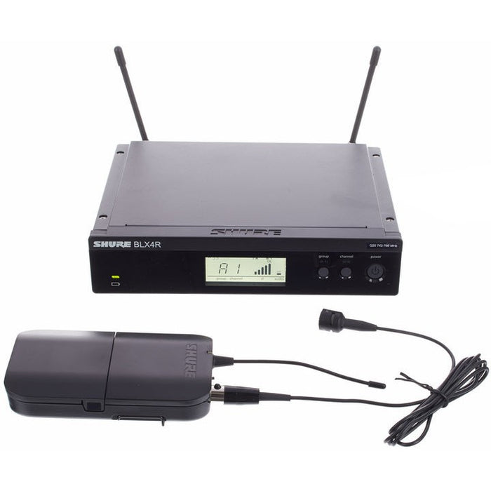 Shure BLX14R/CVL Wireless Rack-mount Presenter System, BLX4R Wireless Receiver, BLX1 Bodypack Transmitter & CVL Lavalier Microphone - Music Bliss Malaysia