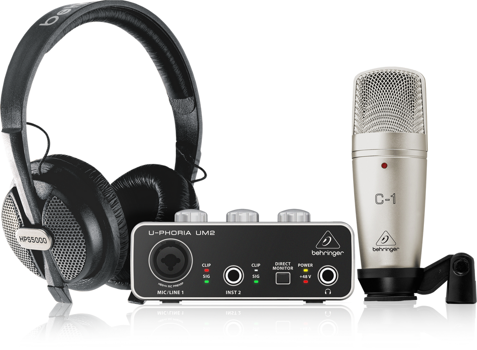Behringer U-PHORIA STUDIO Complete Recording/Podcasting Bundle with UM-2, C-1 Mic and HPS-5000 - Music Bliss Malaysia