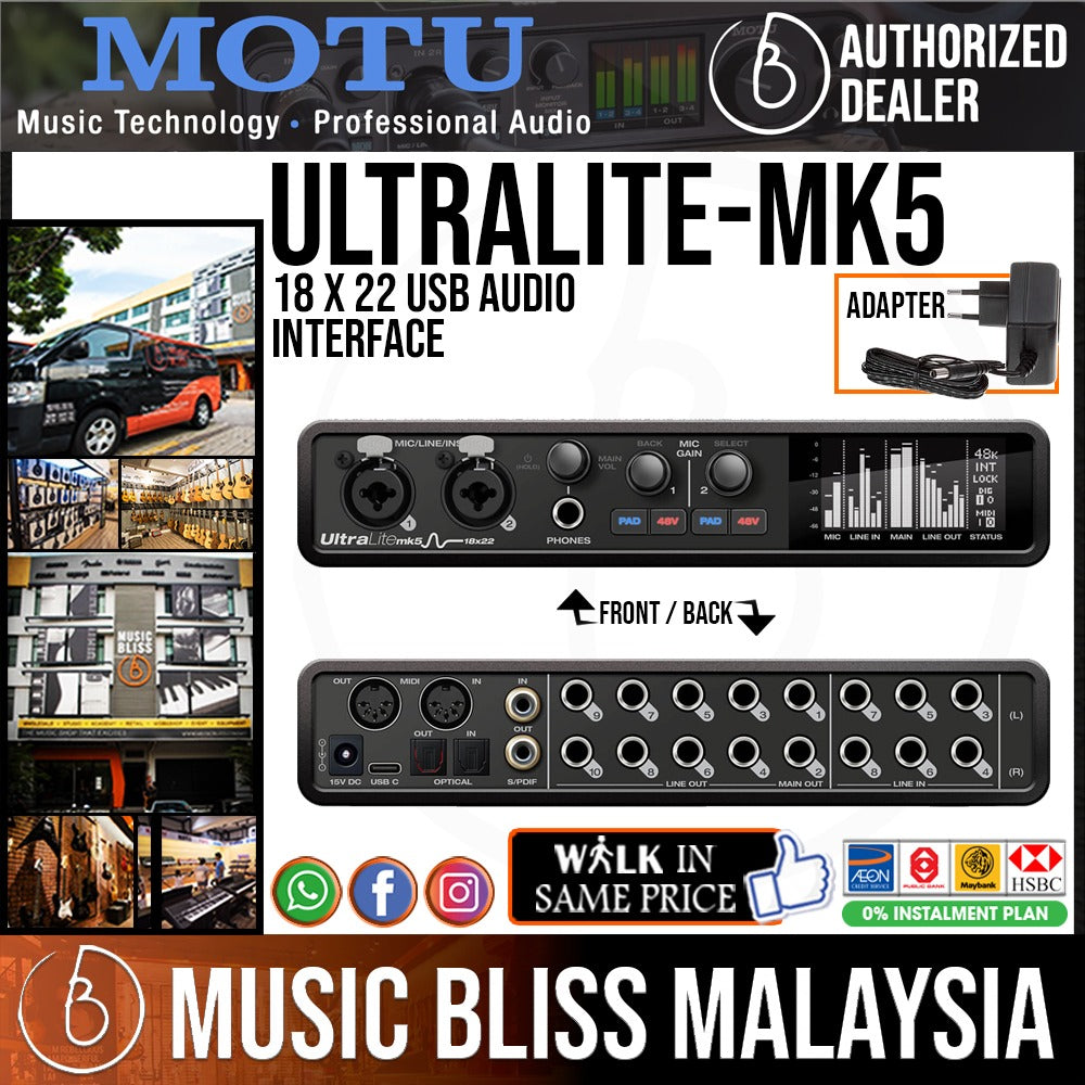 USB　Bliss　UltraLite-mk5　MOTU　Interface　Music　18x22　Audio　Malaysia