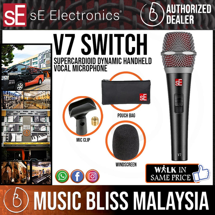 sE Electronics V7 Switch Supercardioid Dynamic Handheld Vocal Microphone - Music Bliss Malaysia