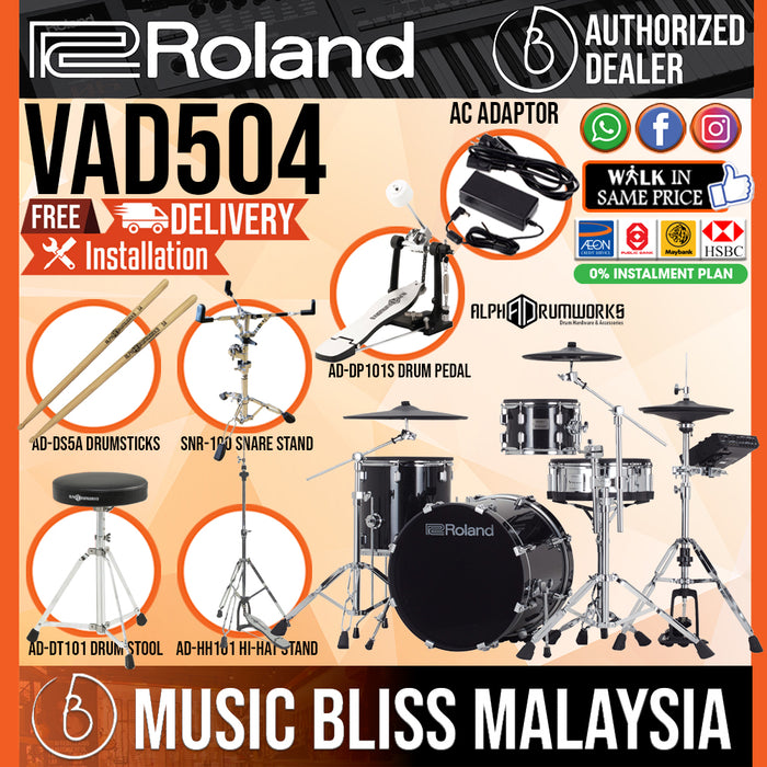 Roland V-Drums Acoustic Design VAD504 Electronic Drum Set - Music Bliss Malaysia