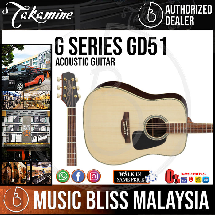 Takamine GD51 - (Natural) 6-string Acoustic Guitar with Solid Spruce Top - Music Bliss Malaysia