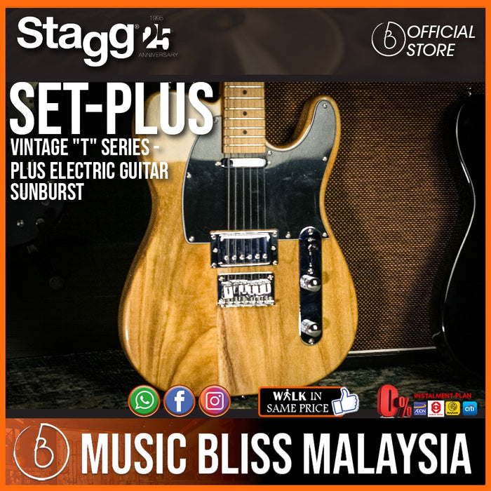 Stagg SET-PLUS NAT Vintage "T" Series - Plus Electric Guitar - Natural (SETPLUSNAT) - Music Bliss Malaysia