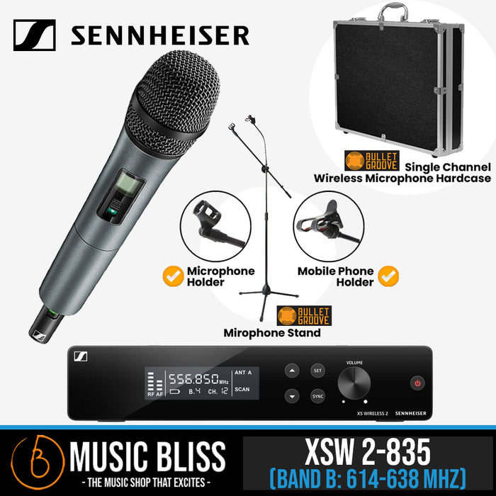 Sennheiser XSW 2-835 Wireless Handheld Microphone System with FREE Microphone Stand - Music Bliss Malaysia