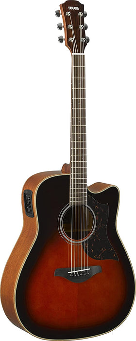 Yamaha A1M Dreadnought Cutaway Acoustic-Electric Guitar with Gator GC-DREAD Molded Case - Tobacco Brown Sunburst - Music Bliss Malaysia