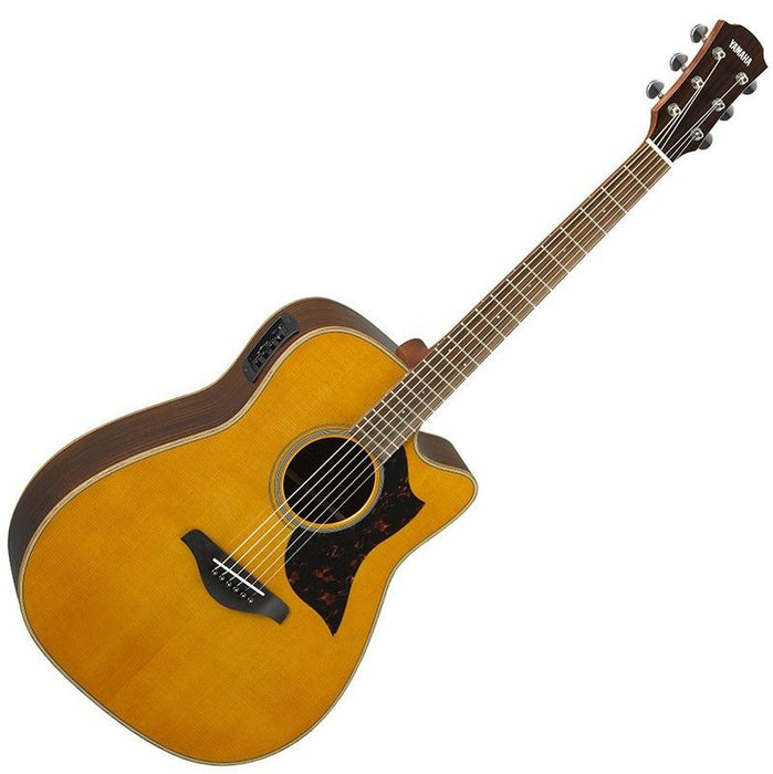 Yamaha A1R Dreadnought Cutaway Acoustic-Electric Guitar with Gator GC-DREAD Molded Case - Vintage Natural - Music Bliss Malaysia