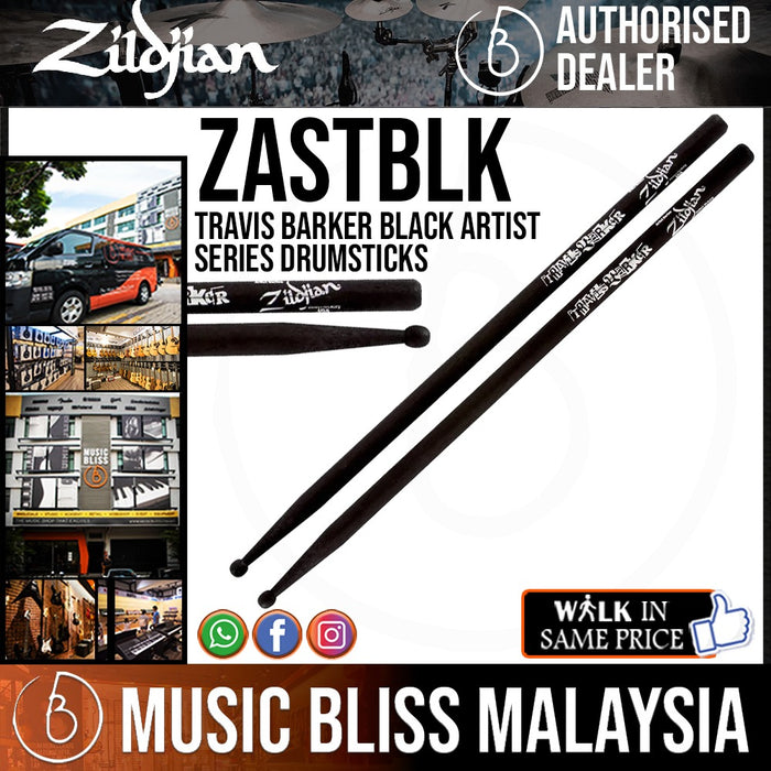 Zildjian ZASTBLK Travis Barker Black Artist Series Drumsticks - Music Bliss Malaysia