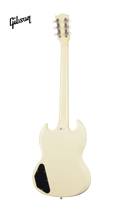 GIBSON 1963 SG SPECIAL REISSUE LIGHTNING BAR ULTRA LIGHT AGED ELECTRIC GUITAR - CLASSIC WHITE - Music Bliss Malaysia