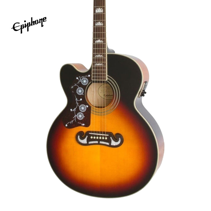 Epiphone J-200 EC Studio Left-Handed Acoustic-Electric Guitar - Vintage Sunburst (J200) - Music Bliss Malaysia