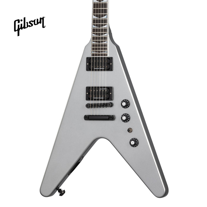 GIBSON DAVE MUSTAINE FLYING V EXP ELECTRIC GUITAR - SILVER METALLIC - Music Bliss Malaysia