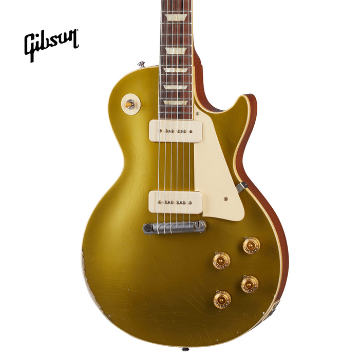 GIBSON 1954 LES PAUL GOLDTOP REISSUE HEAVY AGED ELECTRIC GUITAR - DOUBLE GOLD - Music Bliss Malaysia