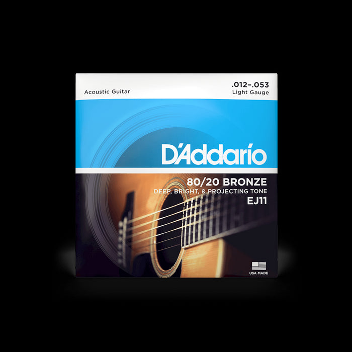 D'Addario EJ11 Light 80/20 Bronze Acoustic Strings - .012-.053 - Music Bliss Malaysia