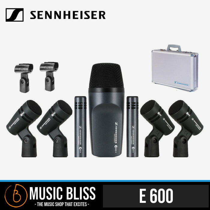 Sennheiser e600 Drum Microphone Pack with Kick Drum Mic, 4 Snare/Tom Mics, 2 Condenser Mics & Aluminum Case - Music Bliss Malaysia