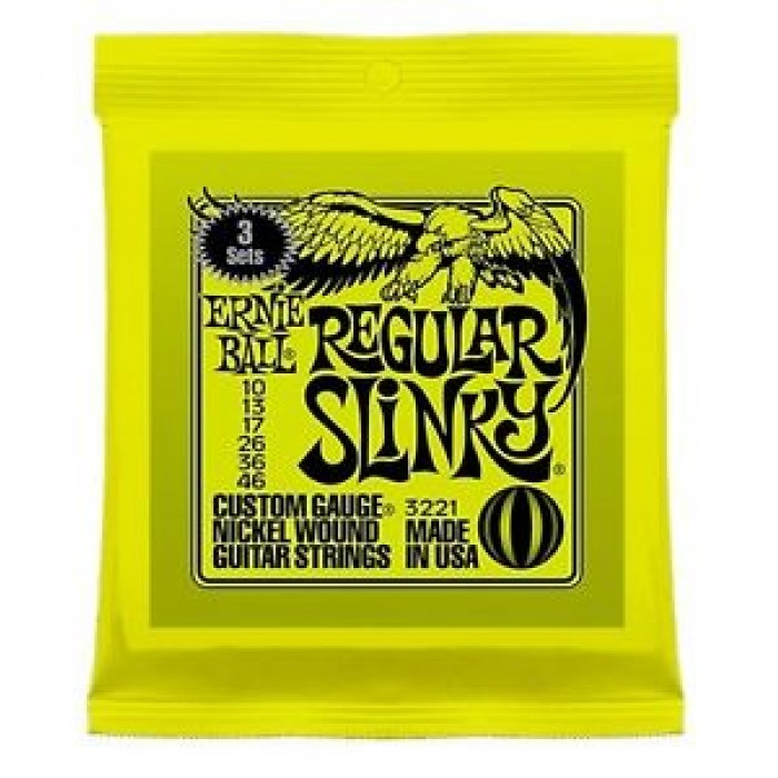 Ernie Ball 3221 Regular Slinky Nickel Wound Electric Guitar Strings - 3-Pack (10-46) - Music Bliss Malaysia