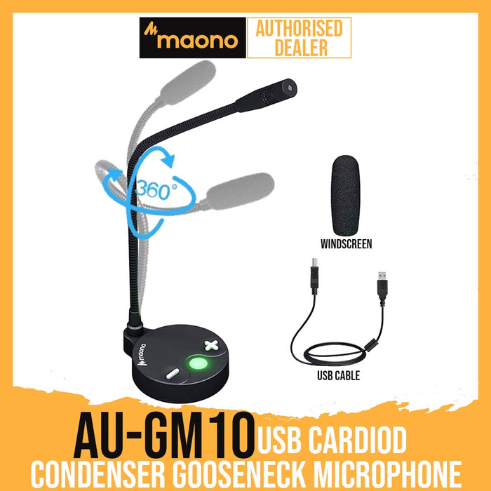 MAONO AU-GM10 USB Cardiod Condenser Gooseneck Microphone - Music Bliss Malaysia