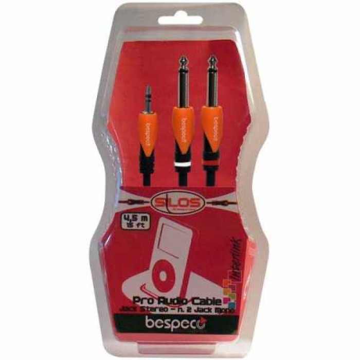 Bespeco SLYMSJ180 Silos Series 3.5 mm TRS to Dual 1/4 inch TS Stereo Breakout Cable (SLYMSJ-180) - Music Bliss Malaysia