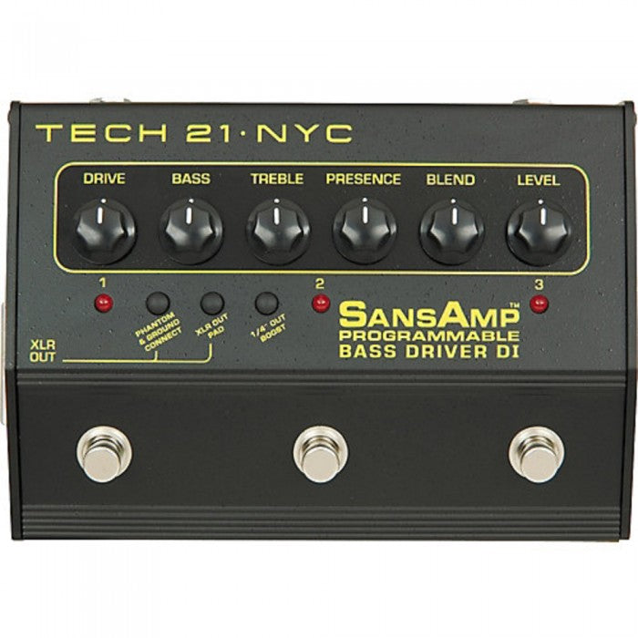 Tech 21 SansAmp 3-Channel Programmable Bass Driver DI Effects Pedal - Music Bliss Malaysia