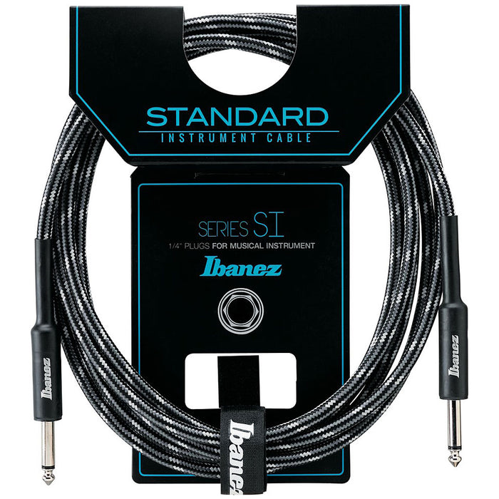 Ibanez SI20 CCT 20ft Woven Guitar Cable - 2 Straight Plugs - Charcoal Grey - Music Bliss Malaysia