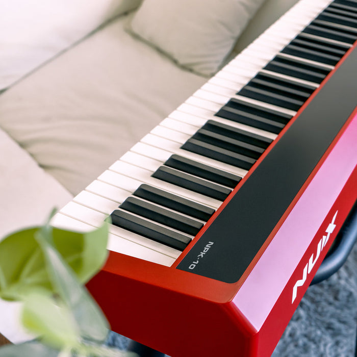 NUX NPK-10 88-Key Grand Hammer Action 3 Portable Digital Piano with Stand and Bench - Red - Music Bliss Malaysia