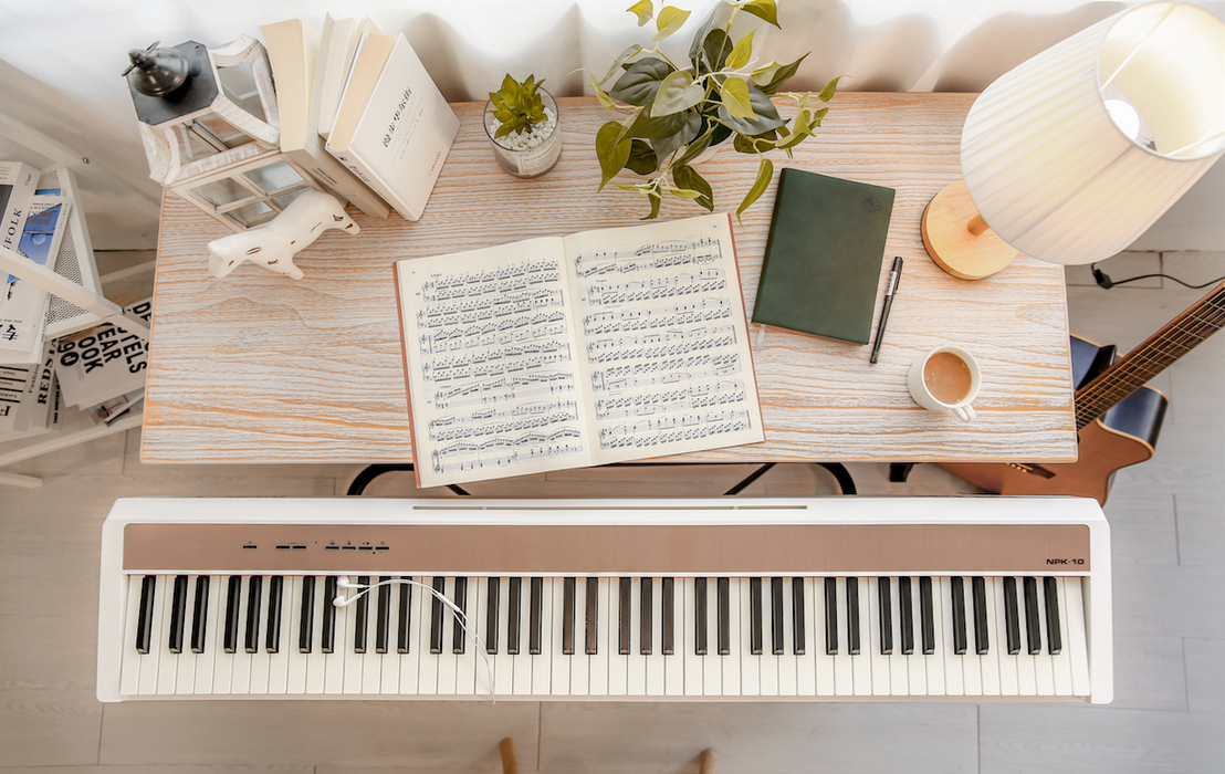 NUX NPK-10 88-Key Grand Hammer Action 3 Portable Digital Piano with Stand and Bench - White - Music Bliss Malaysia