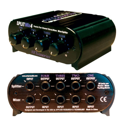ART SPLITMix4 4-channel Passive Mixer/Splitter with 4 Stereo 1/4" Input Channels and 1 Stereo 1/4" Output Channel (SPLITMix 4) *Price Match Promotion* - Music Bliss Malaysia