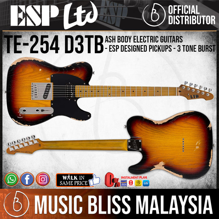 ESP LTD TE-254 D3TB - Distressed 3-Tone Burst (TE254D3TB) - Music Bliss Malaysia